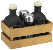 Horecano - Стъклен оливерник от 5 части в дървена касетка натурал OLD FASHIONED-BLACK-(HC-54442)