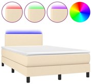 3132986 vidaXL Боксспринг легло с матрак и LED, кремаво, 120x200 см, плат