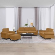 3202187 vidaXL Комплект дивани от 4 части с възглавници, кафяв, кадифе