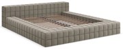 Двойно легло кафяво-сиво тапицирано с включена подматрачна рамка 140x200 cm Akela – Makamii