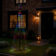 Коледна подова лампа черна 240 см вкл. LED RGB IP44 с дистанционно управление - Nagi