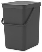 Кош за разделно събиране на боклук Brabantia Sort&Go 1003237, 25 л, Дръжка, Възможност за стенен монтаж, Тъмносив