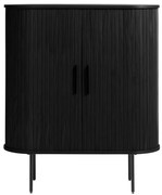 Черно шкафче от декор от дъб с плъзгащи се врати 100x118 cm Nola – Unique Furniture