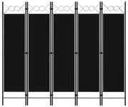 Sonata Параван за стая, 5 панела, черен, 200x180 см