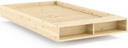 Единично легло 120x200 cm от масивен бор без табла с включена подматрачна рамка в естествен цвят Merge – Karup