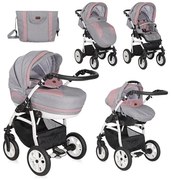 Детска комбинирана количка 3в1 KARA /въздушни гуми/ Lorelli - Pink&Grey