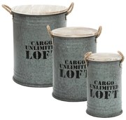 Сет кутии за съхранение atmosphera Bill, Метал, 36/25/30 cm, 3бр - Сив