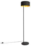 Ретро подова лампа черна със златен интериор - Jinte