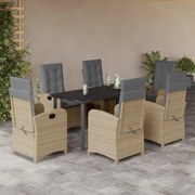 3212406 vidaXL Градински комплект с възглавници 7 части бежов микс полиратан
