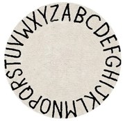 Кремав ръчно изработен памучен детски килим подходящ за пране ø150 cm ABC Natural Black – Lorena Canals