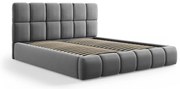 Сиво тапицирано кадифено двойно легло с място за съхранение с включена подматрачна рамка 160x200 cm Bellis – Micadoni