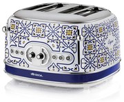 Тостер за хляб Ariete Capri 0156/0C, 1600W, 4 филии, 3 функции, 6 степени, Подвижна тава за трохи, Бял/Син