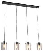 Интелигентен висящ аплик черен с опушено стъкло с 4 Wifi ST64 - Dome