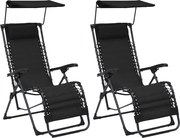 312471 vidaXL Сгъваеми столове тип шезлонг, 2 бр, textilene, черни