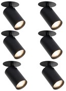 Комплект от 6 модерни вградени спота черни GU10 50mm - Chels