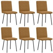 3315481 vidaXL Трапезни столове, 6 бр, кафяви, кадифе