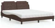 3208875 vidaXL Легло с матрак Zadar, кафяво, 160x200 см, изкуствена кожа