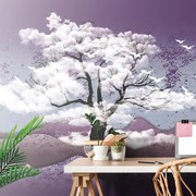 Тапет – Дърво обляно в облаци
