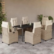 3212817 vidaXL Градински комплект с възглавници, 7 части, бежов полиратан