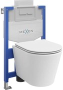 Mexen комплект за вграждане WC стелаж Fenix XS-U с купа WC Rico и седалка със забавено падане, бял мат - 68530724001