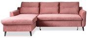 Розов кадифен ъглов разтегателен диван, ляв ъгъл Stylish Stan - Miuform