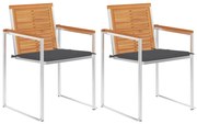 3061488 vidaXL Градински столове с възглавници, 2 бр, акация масив и стомана
