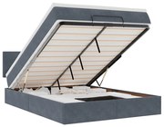 3312555 vidaXL Османска легло с матрак и LED, тъмносиво, 140x200 см, кадифе