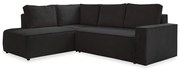 Антрацитен разтегателен ъглов диван от рипсено кадифе (ляв ъгъл) Brave Dave – Miuform