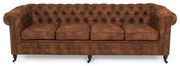 Диван Chesterfield в цвят винтидж коняк, четириместен 238х86х80 см