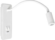 LED Гъвкава настенна лампа с USB BASE LED/8W+LED/2W/230V бяла