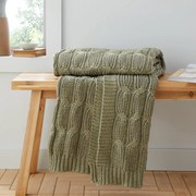 Зелено плетено одеяло 130x170 cm Chunky Marl Knit – Catherine Lansfield