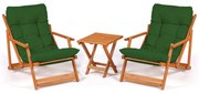 Градински комплект маса и столове (3 части) My007, цвят Зелен Натурален