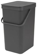 Кош за разделно събиране на боклук Brabantia Sort&Go 648978, 16 л, Дръжка, Възможност за стенен монтаж, Тъмносив