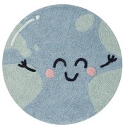 Син ръчно изработен памучен детски килим подходящ за пране ø100 cm Big Big World – Lorena Canals