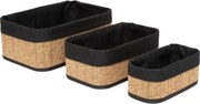 Комплект от 3 коша за съхранение 5five, Бамбук и плат, Черни