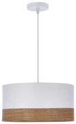 Бяла висяща лампа с фурнир и текстилен абажур ø 30 cm Bianco - Candellux Lighting