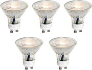 Комплект от 5 GU10 50mm LED крушки прозрачни 3W 230 lm 2700K