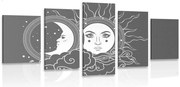 картини от 5 части – Черно-бяла хармония на слънцето и луната