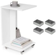 ХУГО Бял мат - ПОМОЩНИК 2в1 НА КОЛЕЛА/КРАКА - МОБИЛНА ПОМОЩНА МАСА ЗА ДНЕВНА/ СПАЛНЯ/ ДЕТСКА СТАЯ