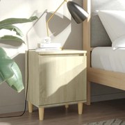 805821 vidaXL Нощно шкафче с крака дървен масив, дъб сонома, 40x30x50 см