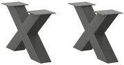 4012942 vidaXL Крака за масичка за кафе, X-образни, 2 бр., антрацит, 60x(30-31) см, стомана