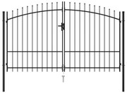 Sonata Оградна порта две врати с остри върхове стомана 3х2 м черна
