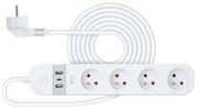 Retlux - Интелигентен разширение кабел с превключвател 4Z + 2xUSB-A+1xUSB-C 1,5m Wi-Fi Tuya бял