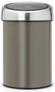 Кош за боклук Brabantia Touch Bin 647215, 3 л, Плавно и безшумно отваряне, Стенен монтаж, Сив