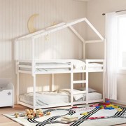 846935 vidaXL Покрив за детско легло, бял, 213x95,5x144,5 см, бор масив