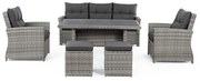 Сив градински комплект от за отдих от изкуствен ратан за 6 Ariel – Bizzotto