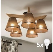 Brilagi - LED Полилей за повърхностен монтаж ANTHONY 5xE14/40W/230V дъб/кафяв