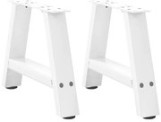 4012809 vidaXL Крака за масичка за кафе, А-образни, 2 бр., бели, 30 x (30-31) см, стомана