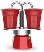 Bialetti - Сет кафеварка Bialetti Mini "R"за 2 кафета и 2 бр. чаши, червен