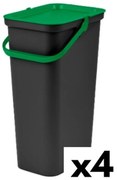 Кошче за Рециклирани Отпадъци Tontarelli Moda 38 L Зелен (4 броя)